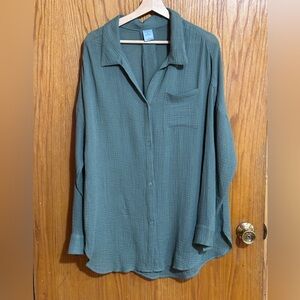 Shade & Shore‎ muslin type material swim coverup shirt sz small